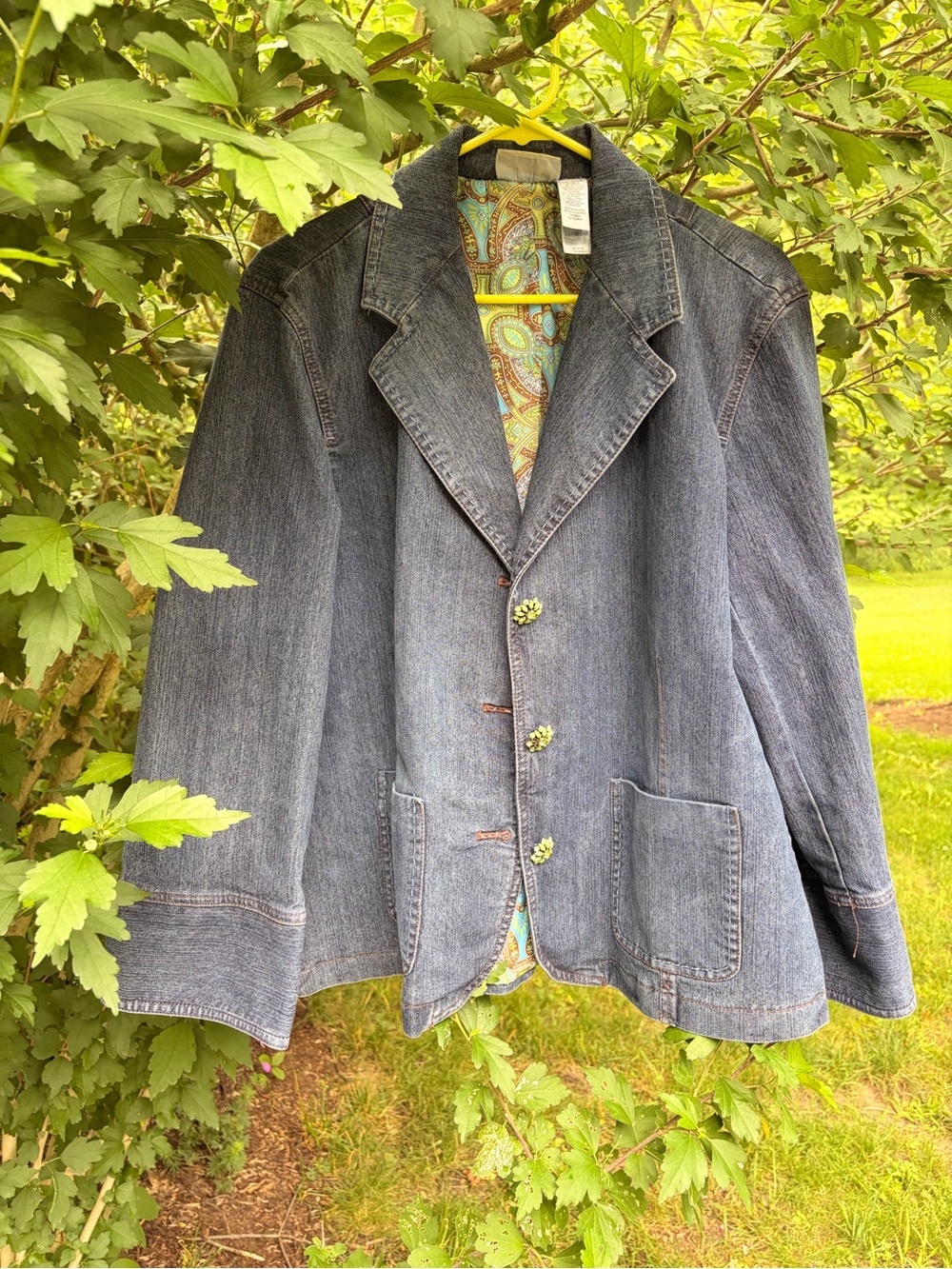 Parsley & Sage Denim Blazer with Paisley Lining